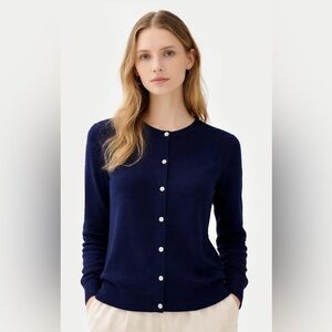 Waikiki Navy Blue 100% Alpaca Cardigan Sweater M